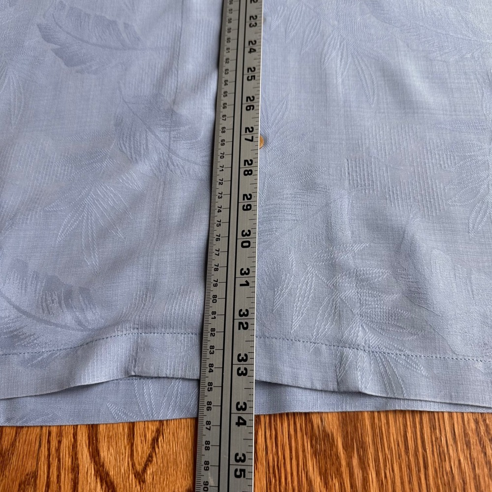 Tommy Bahama 109% Silk Camp Shirt Mens 4XB Blue Jacquard Leaf Short Sleeve - Picture 4 of 15